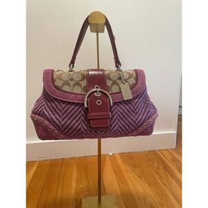 Coach Vintage Soho Y2K Signature C Canvas Purple Tweed Suede Satchel 9748 RARE